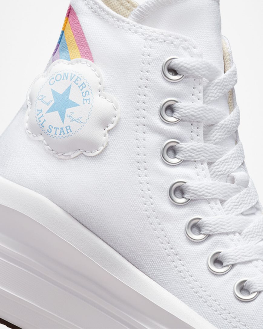 Sapatos Plataforma Converse Chuck Taylor All Star Move Rainbow Cloud Cano Alto Menina Branco Azuis Rosa | PT I043891